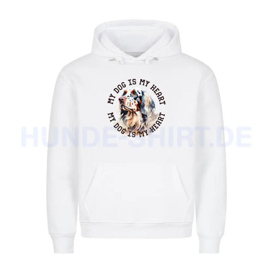 Premium Hoodie "English Setter HEART" Weiß – hunde-shirt.de