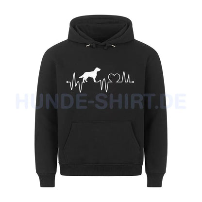 Premium Hoodie "English Setter - Heartbeat" Schwarz – hunde-shirt.de