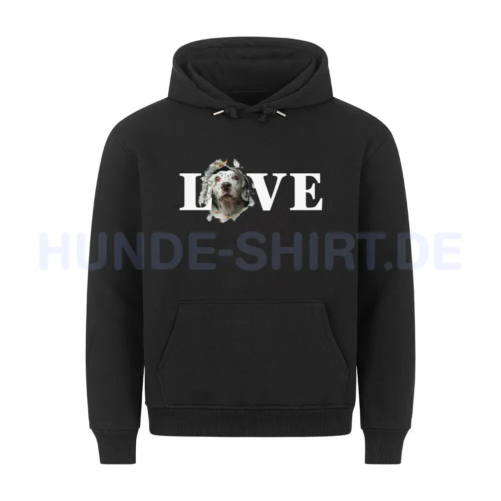 Premium Hoodie "English Setter - LOVE" Schwarz – hunde-shirt.de