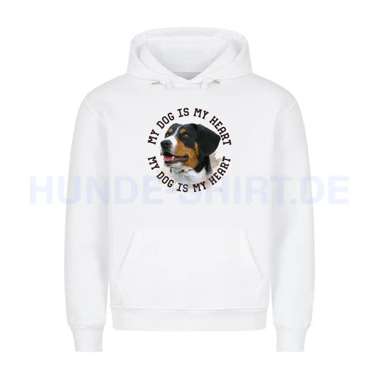 Premium Hoodie "Entlebucher Sennenhund HEART" Weiß – hunde-shirt.de