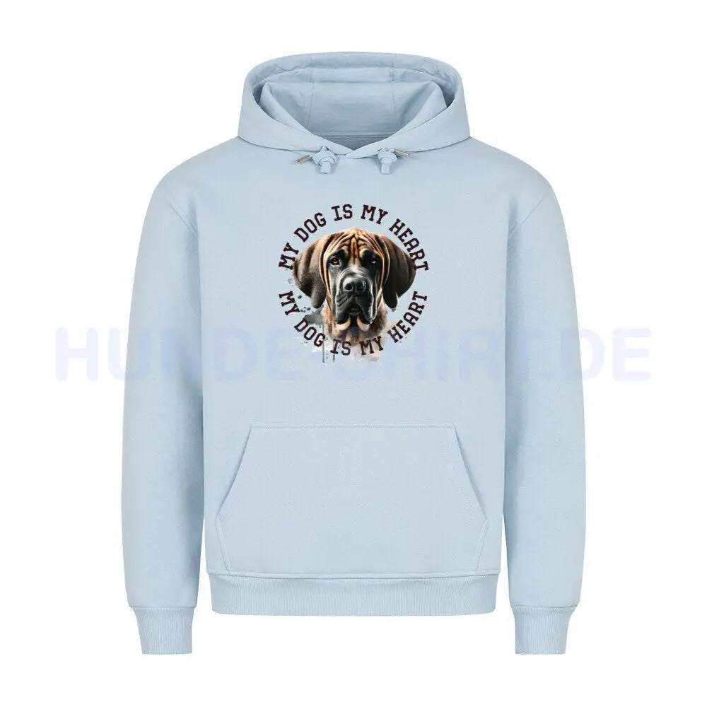 Premium Hoodie "Fila Brasileiro HEART 2" Babyblau – hunde-shirt.de