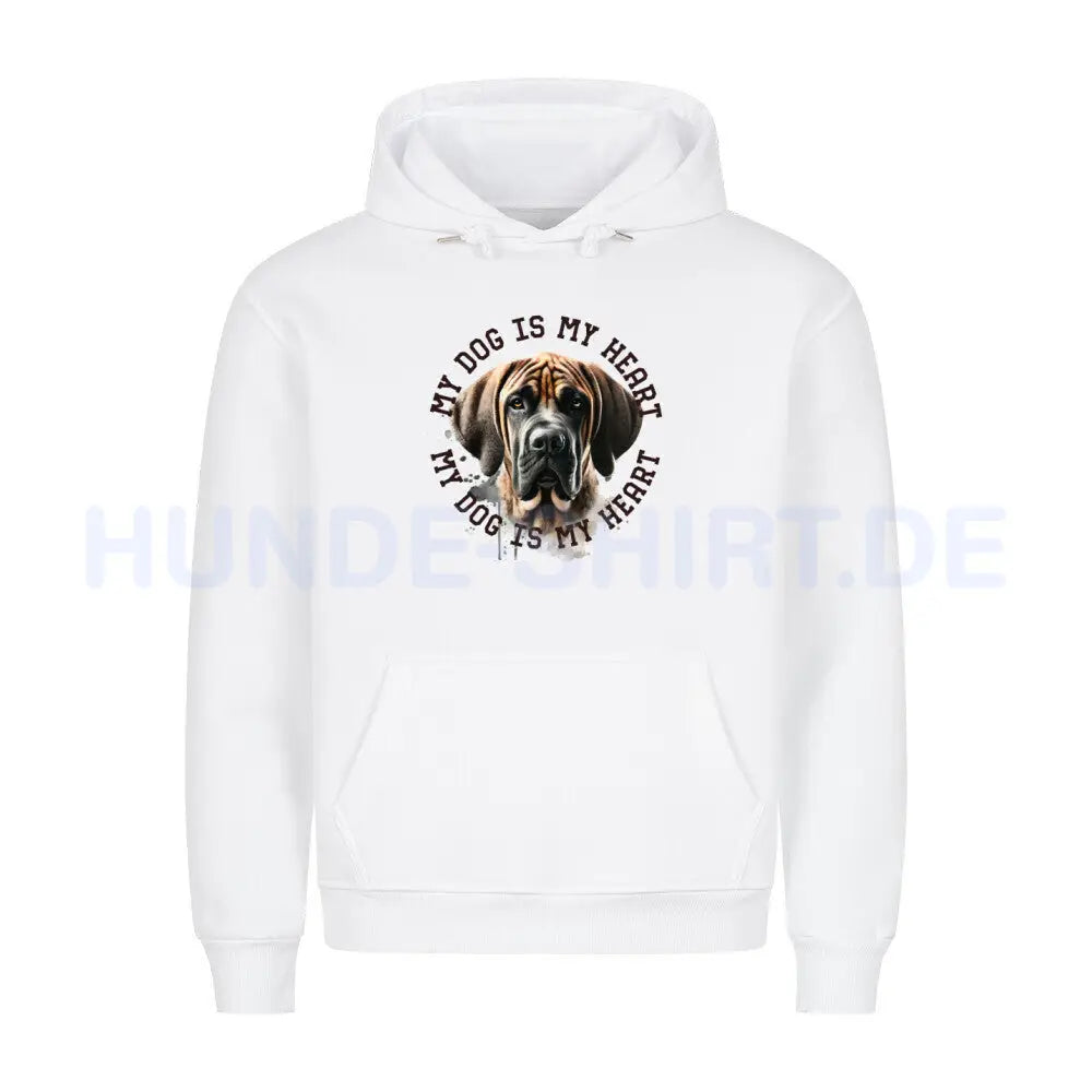 Premium Hoodie "Fila Brasileiro HEART 2" Weiß – hunde-shirt.de