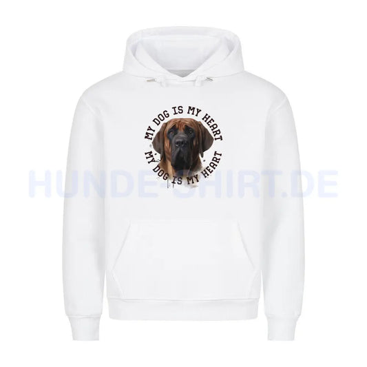 Premium Hoodie "Fila Brasileiro HEART" Weiß – hunde-shirt.de