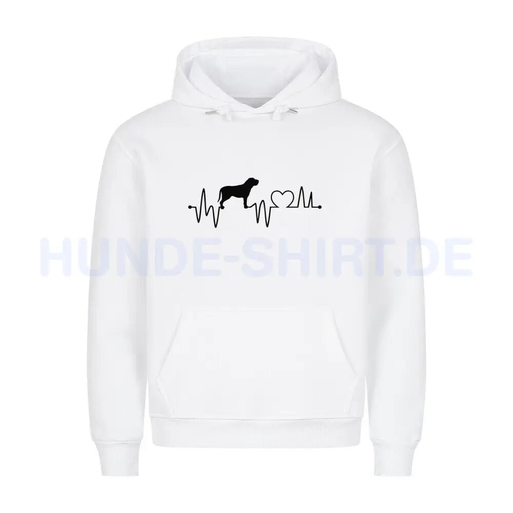 Premium Hoodie "Fila Brasileiro - Heartbeat" Weiß – hunde-shirt.de