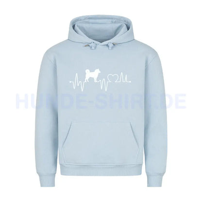 Premium Hoodie "Finnischer Spitz - Heartbeat" Babyblau – hunde-shirt.de