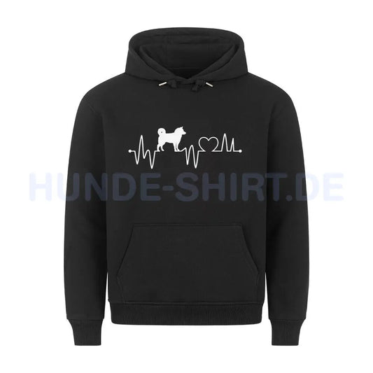 Premium Hoodie "Finnischer Spitz - Heartbeat" Schwarz – hunde-shirt.de