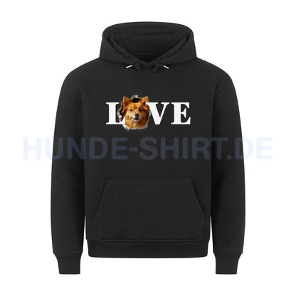 Premium Hoodie "Finnischer Spitz - LOVE" Schwarz – hunde-shirt.de