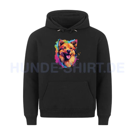 Premium Hoodie "Finnischer Spitz - Paint" Schwarz – hunde-shirt.de