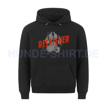 Premium Hoodie "Flat Coated - PAW" Schwarz – hunde-shirt.de