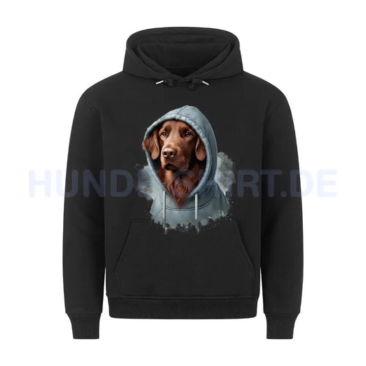 Premium Hoodie "Flat Coated Retriever braun Hooded" Schwarz – hunde-shirt.de