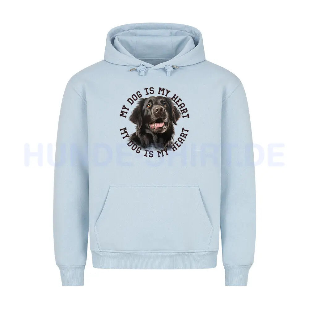 Premium Hoodie "Flat Coated Retriever HEART" Babyblau – hunde-shirt.de