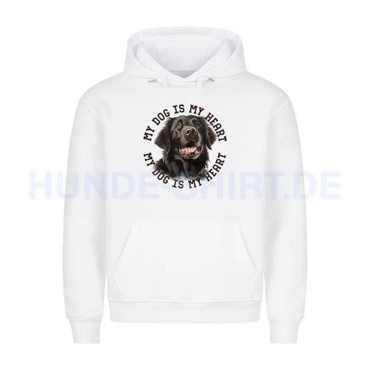 Premium Hoodie "Flat Coated Retriever HEART" Weiß – hunde-shirt.de