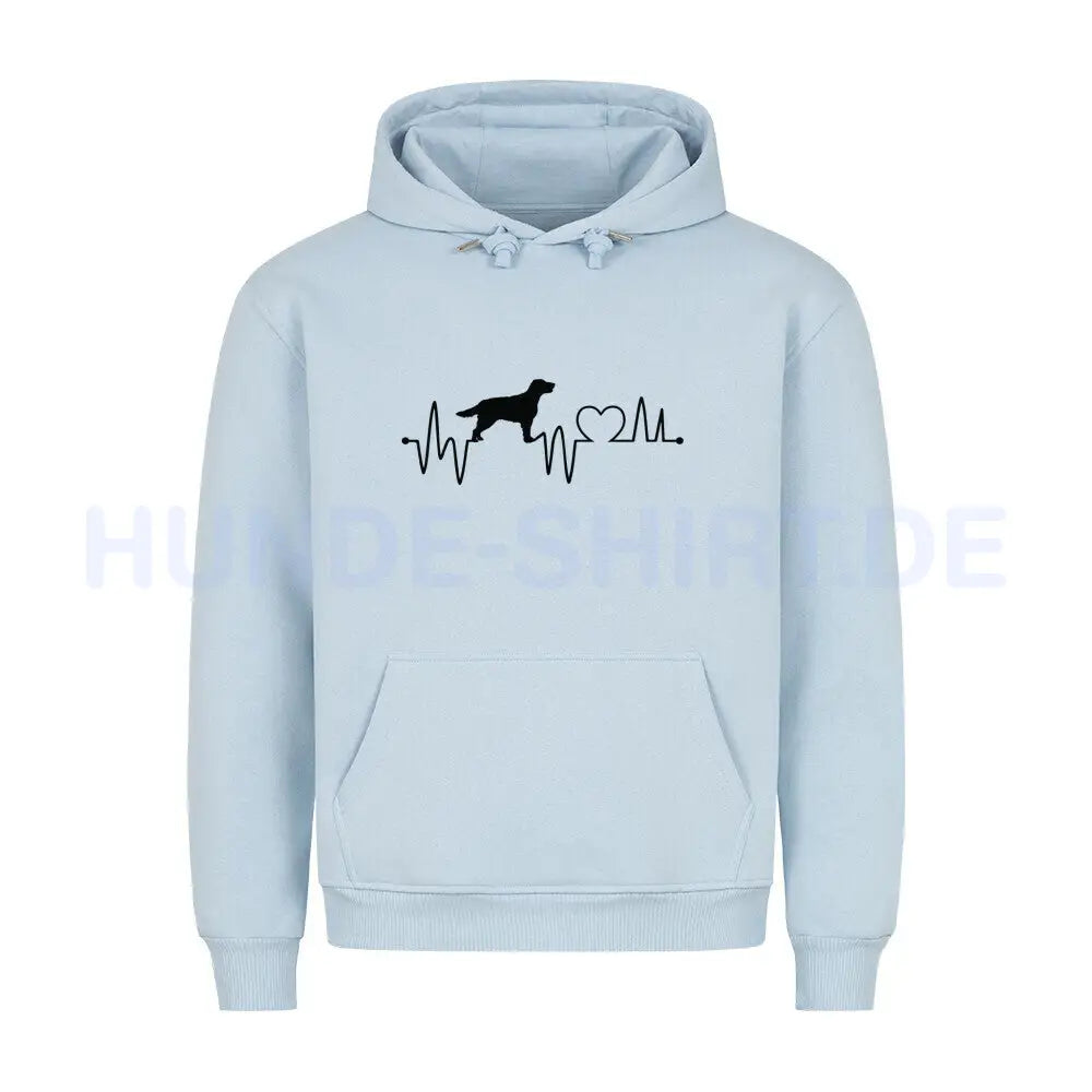 Premium Hoodie "Flat Coated Retriever - Heartbeat" Babyblau – hunde-shirt.de