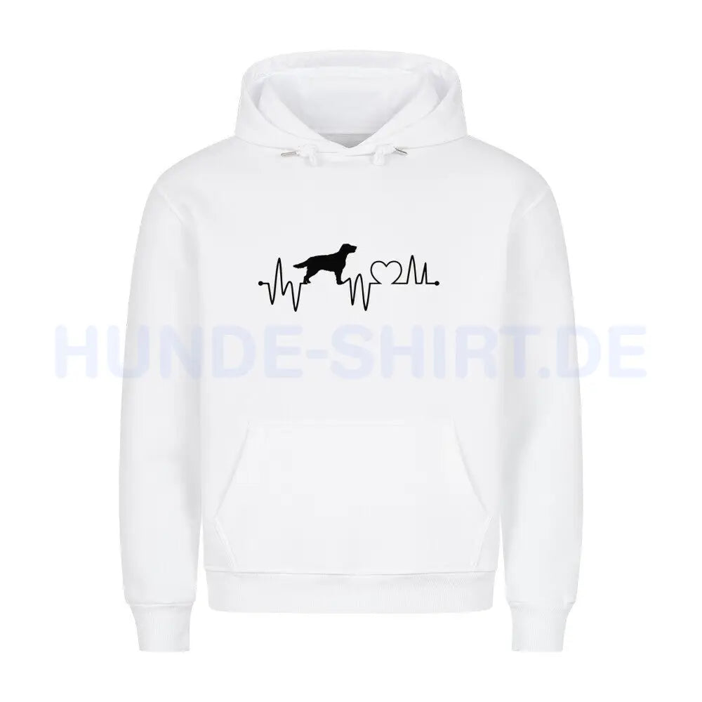 Premium Hoodie "Flat Coated Retriever - Heartbeat" Weiß – hunde-shirt.de