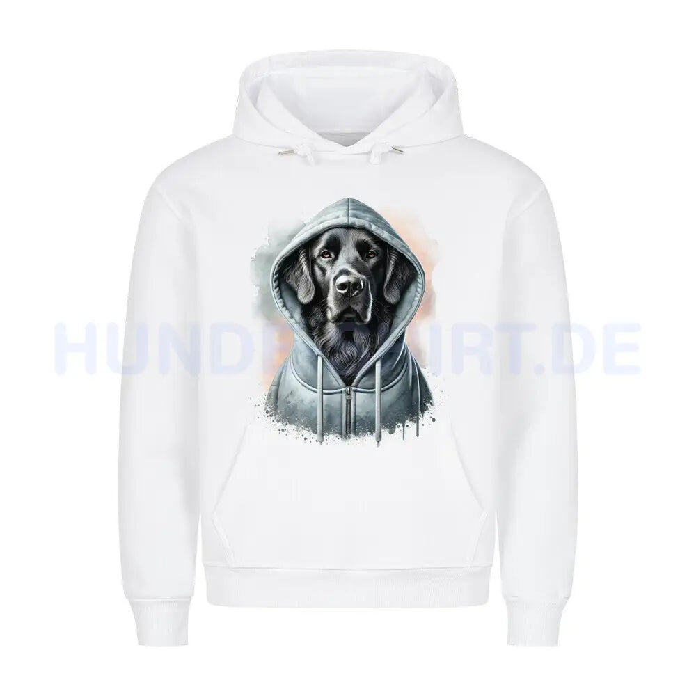 Premium Hoodie "Flat Coated Retriever Hooded" Weiß – hunde-shirt.de