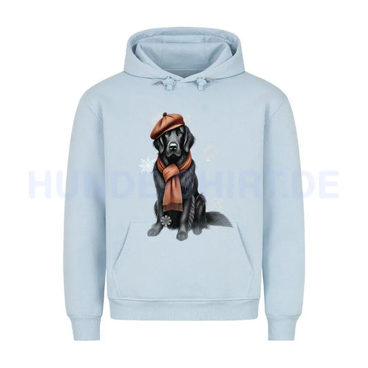 Premium Hoodie "Flat Coated Retriever Winter" Babyblau – hunde-shirt.de