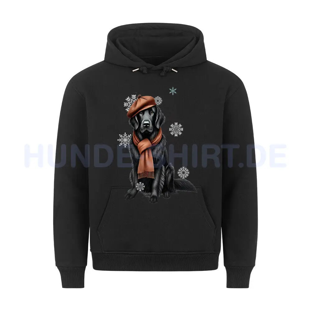 Premium Hoodie "Flat Coated Retriever Winter" Schwarz – hunde-shirt.de