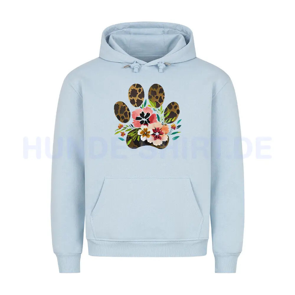 Premium Hoodie "Flowers & Paws" Babyblau – hunde-shirt.de