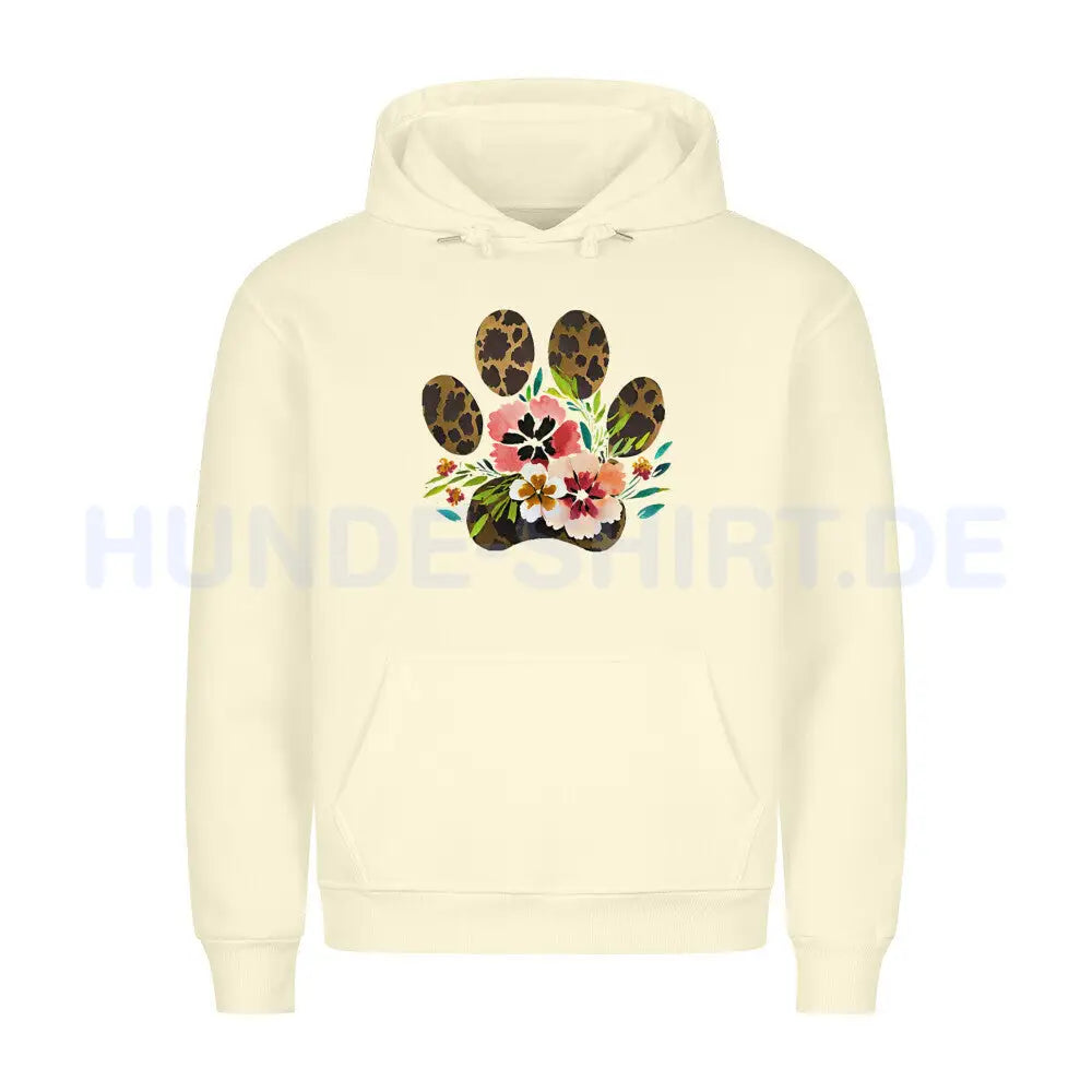 Premium Hoodie "Flowers & Paws" Beige – hunde-shirt.de