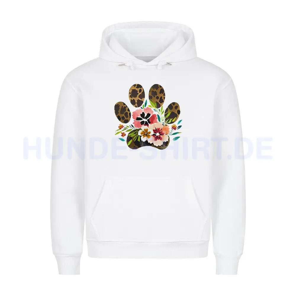 Premium Hoodie "Flowers & Paws" Weiß – hunde-shirt.de