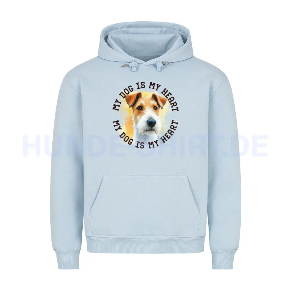 Premium Hoodie "Foxterrier HEART" Babyblau – hunde-shirt.de