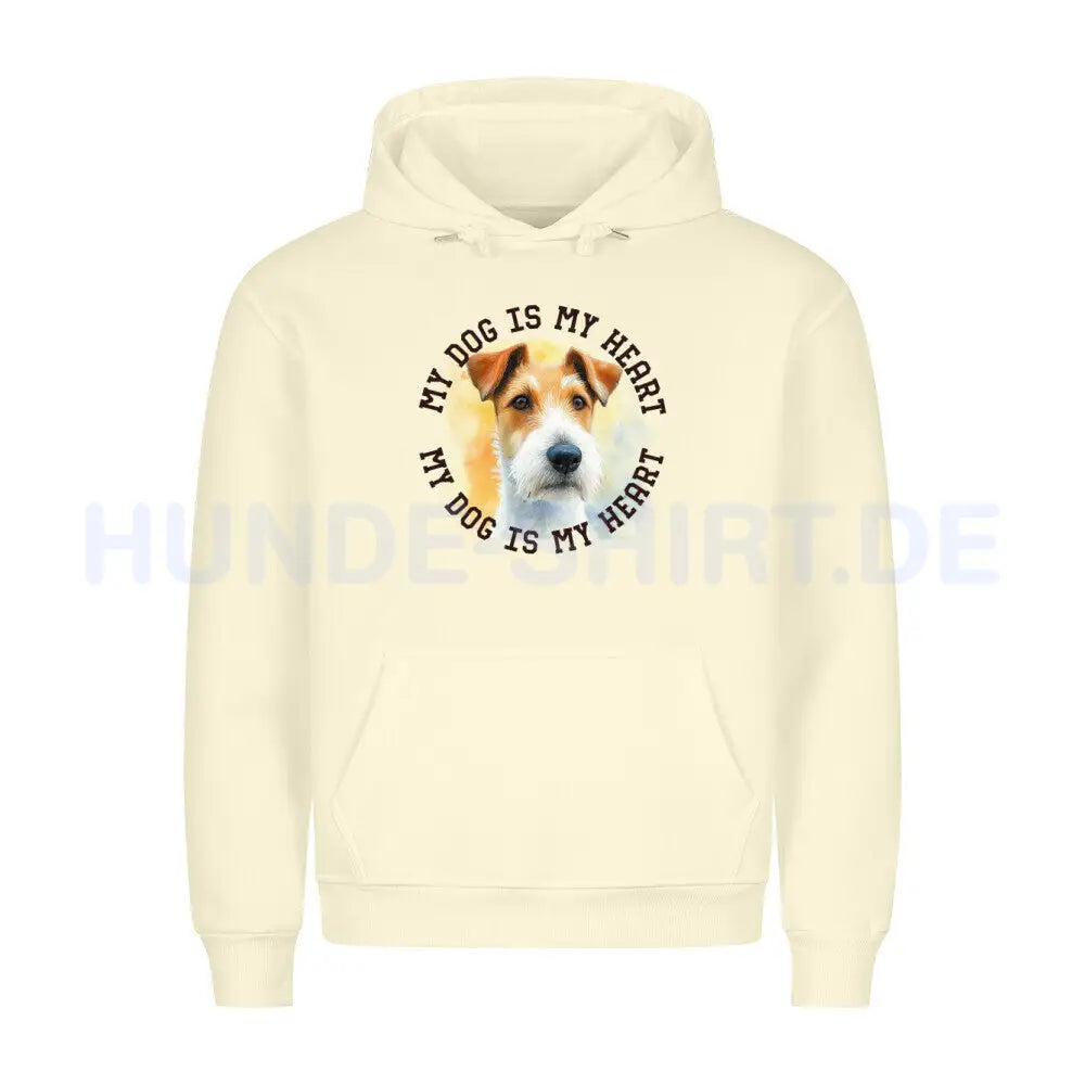 Premium Hoodie "Foxterrier HEART" Beige – hunde-shirt.de