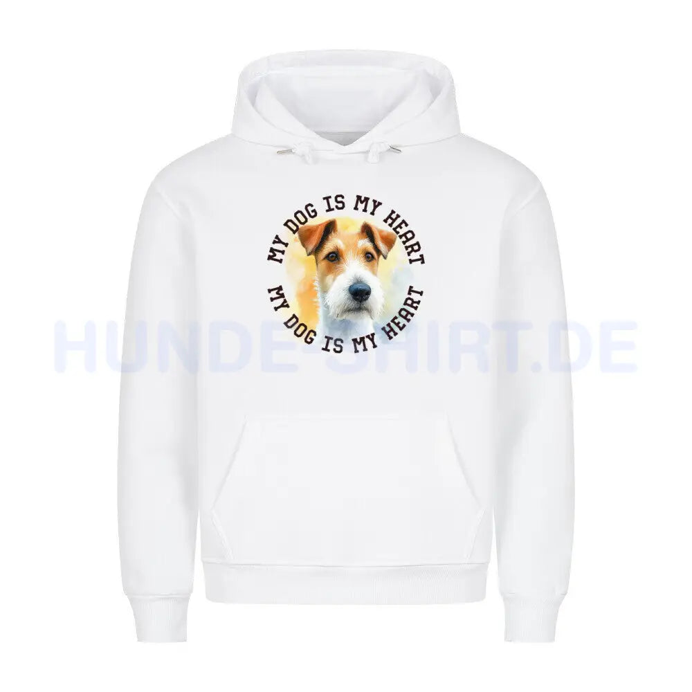 Premium Hoodie "Foxterrier HEART" Weiß – hunde-shirt.de