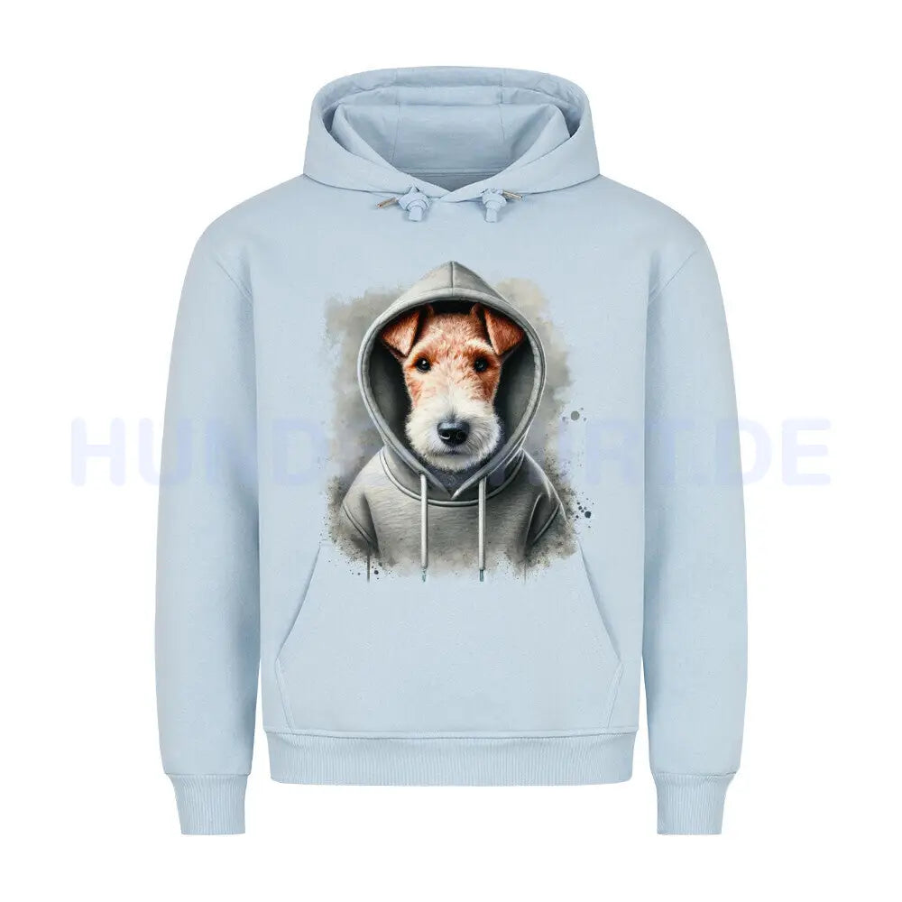 Premium Hoodie "Foxterrier Hooded" Babyblau – hunde-shirt.de