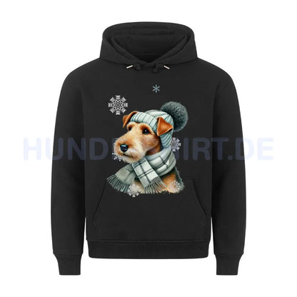 Premium Hoodie "Foxterrier Winter" Schwarz – hunde-shirt.de