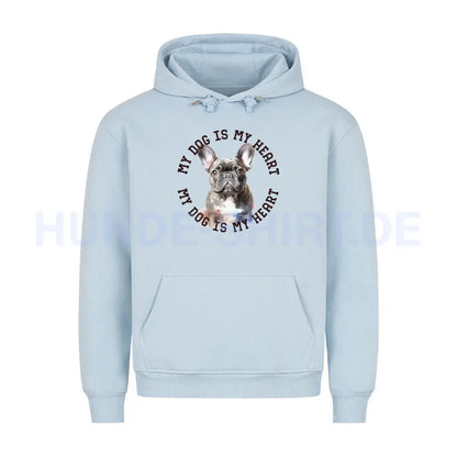 Premium Hoodie "Französische Bulldogge blau H" Babyblau – hunde-shirt.de