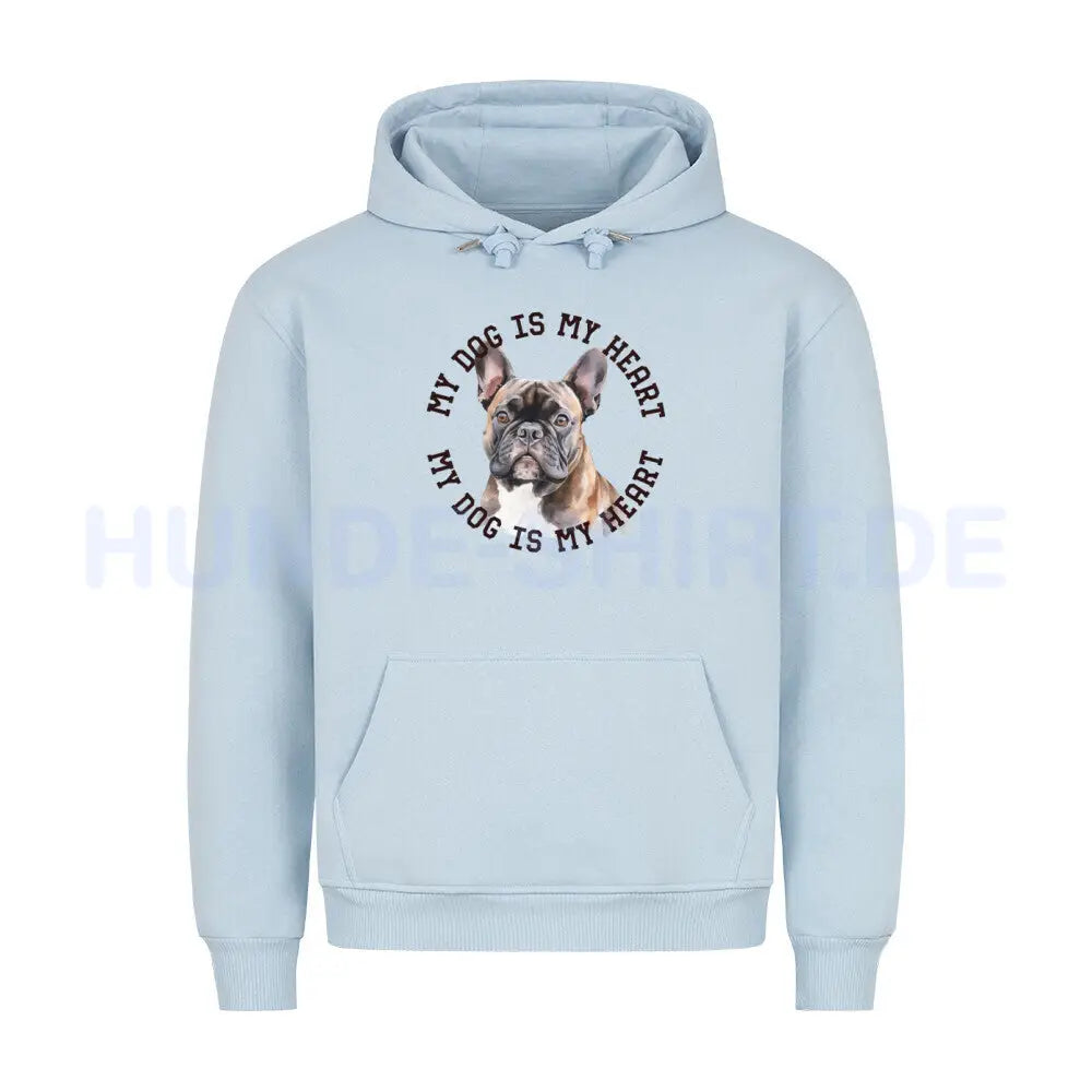 Premium Hoodie "Französische Bulldogge braun H" Babyblau – hunde-shirt.de