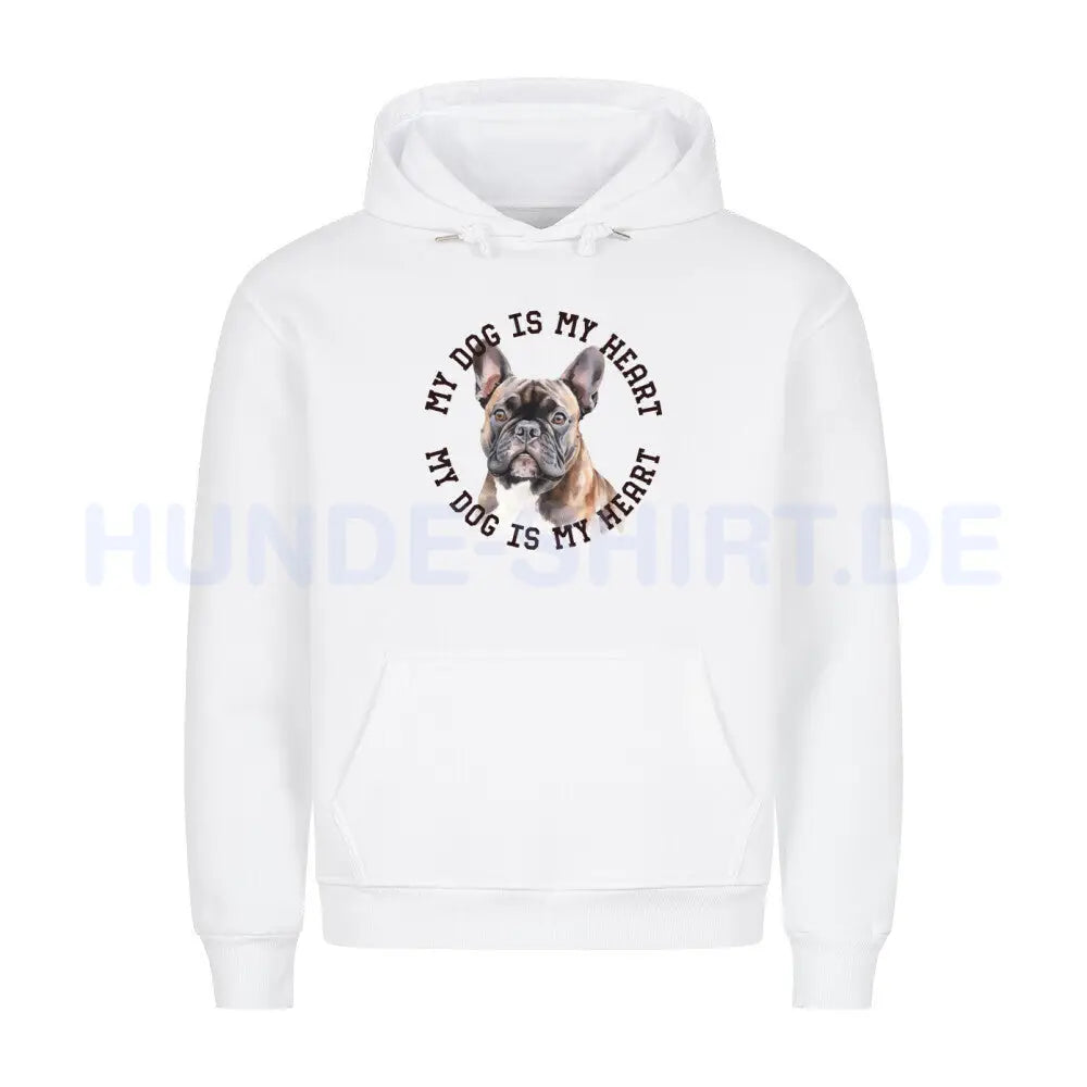 Premium Hoodie "Französische Bulldogge braun H" Weiß – hunde-shirt.de