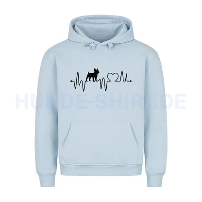 Premium Hoodie "Französische Bulldogge - Heartbeat" Babyblau – hunde-shirt.de