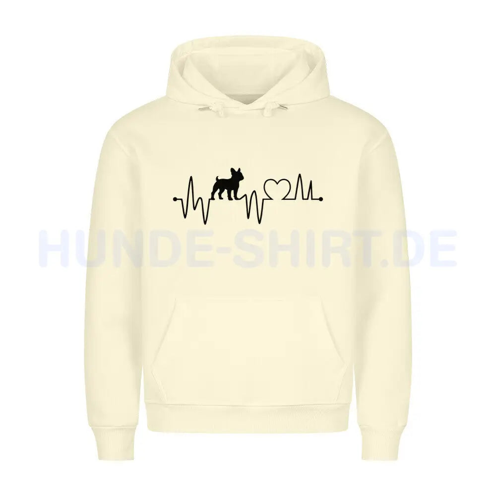 Premium Hoodie "Französische Bulldogge - Heartbeat" Beige – hunde-shirt.de