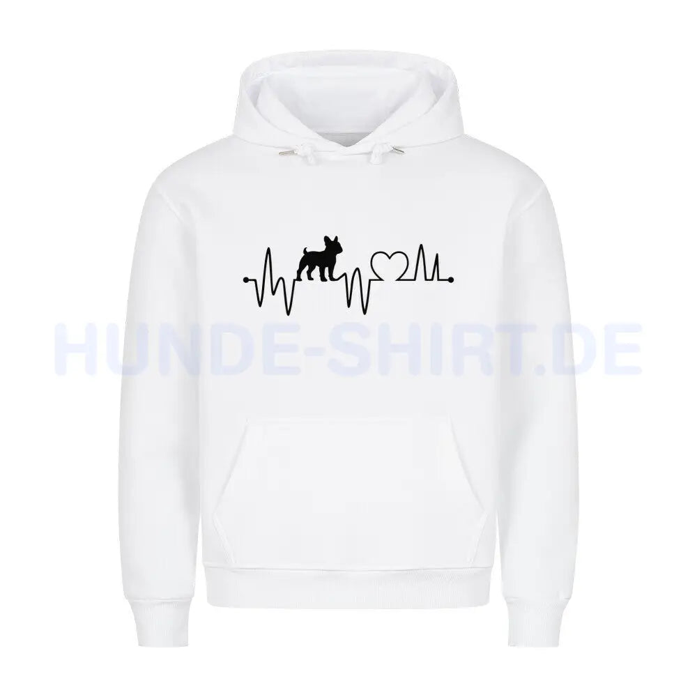 Premium Hoodie "Französische Bulldogge - Heartbeat" Weiß – hunde-shirt.de