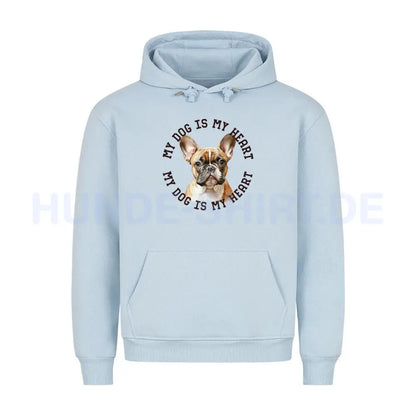 Premium Hoodie "Französische Bulldogge hellbraun H" Babyblau – hunde-shirt.de