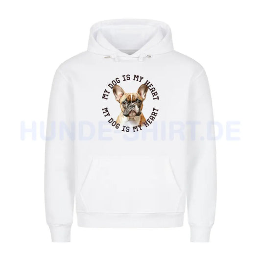 Premium Hoodie "Französische Bulldogge hellbraun H" Weiß – hunde-shirt.de