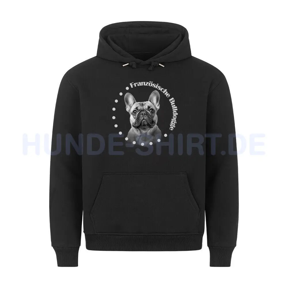 Premium Hoodie "Französische Bulldogge Rounded 2" Schwarz – hunde-shirt.de