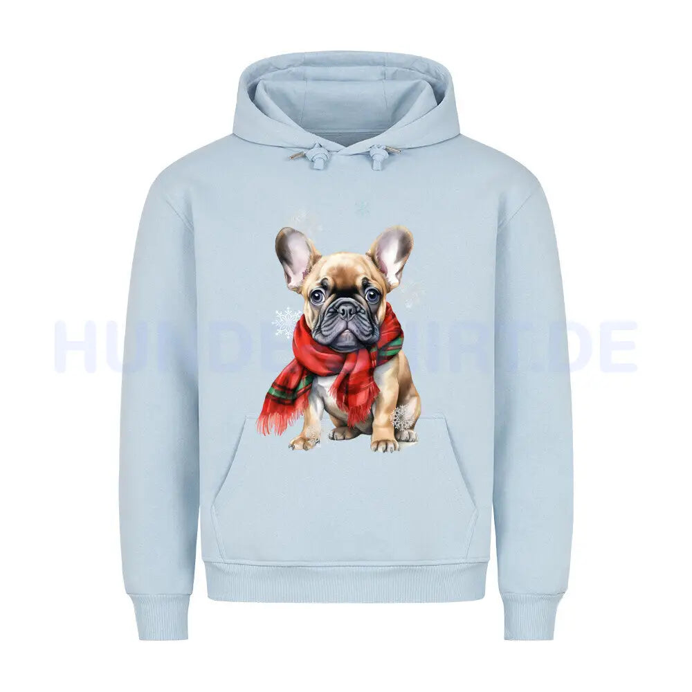 Premium Hoodie "Frenchi Winter" Babyblau – hunde-shirt.de