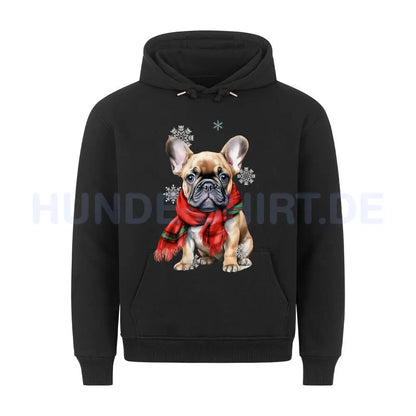 Premium Hoodie "Frenchi Winter" Schwarz – hunde-shirt.de