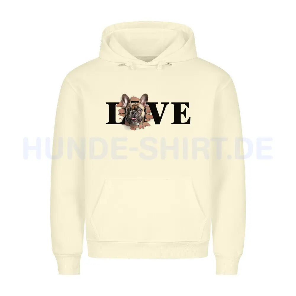 Premium Hoodie "Frenchie braun LOVE" Beige – hunde-shirt.de