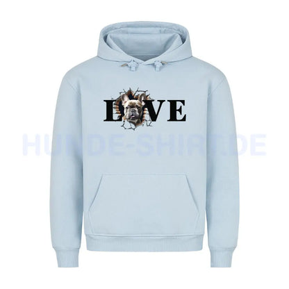 Premium Hoodie "Frenchie grau LOVE" Babyblau – hunde-shirt.de