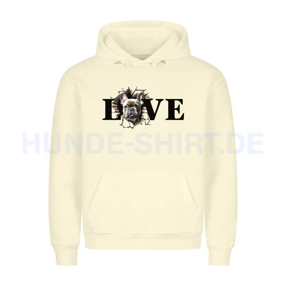 Premium Hoodie "Frenchie grau LOVE" Beige – hunde-shirt.de