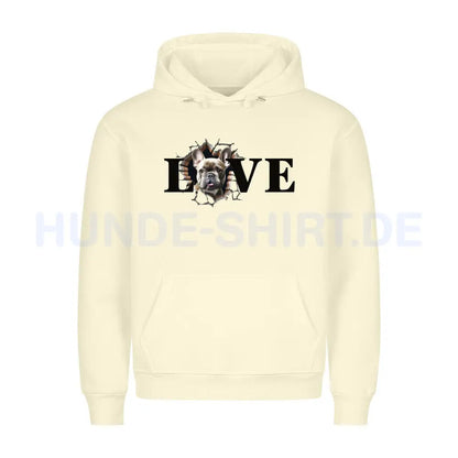 Premium Hoodie "Frenchie grau LOVE" Beige – hunde-shirt.de