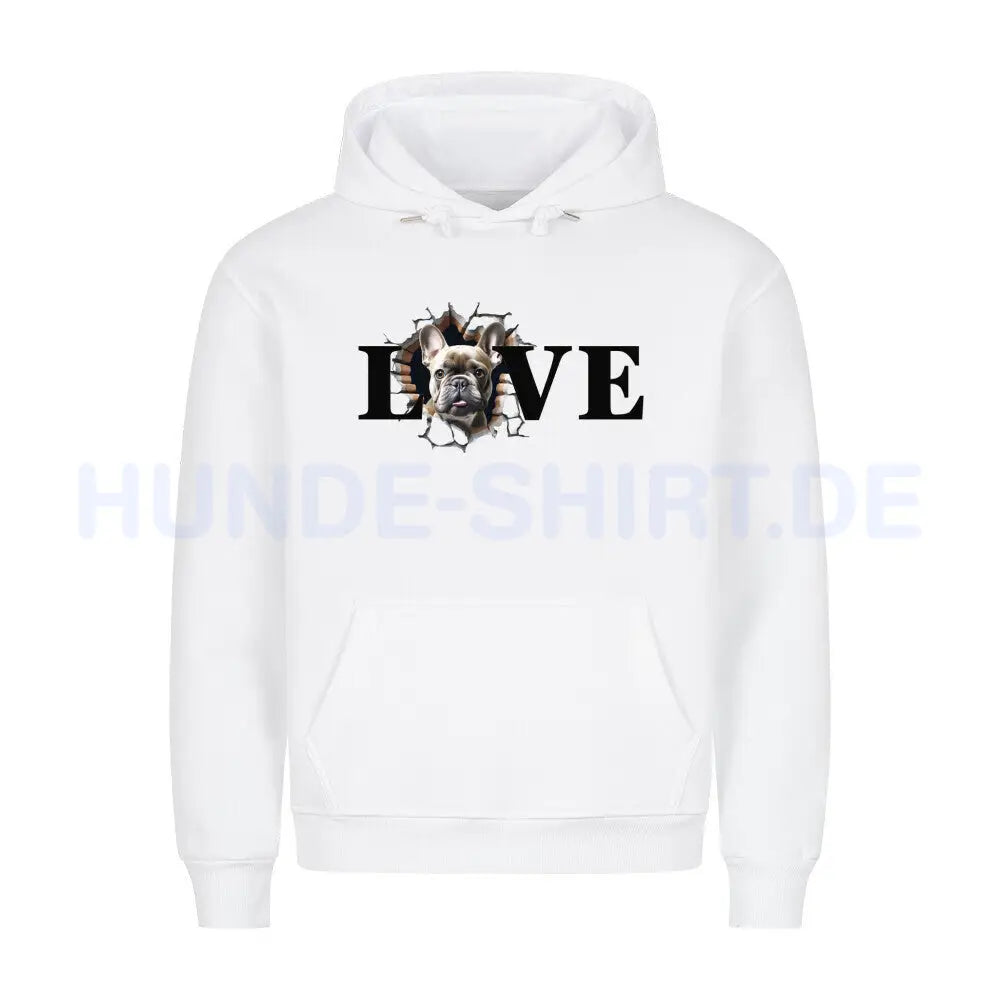 Premium Hoodie "Frenchie grau LOVE" Weiß – hunde-shirt.de