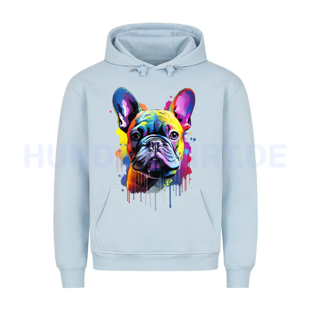 Premium Hoodie "Frenchie Paint" Babyblau – hunde-shirt.de