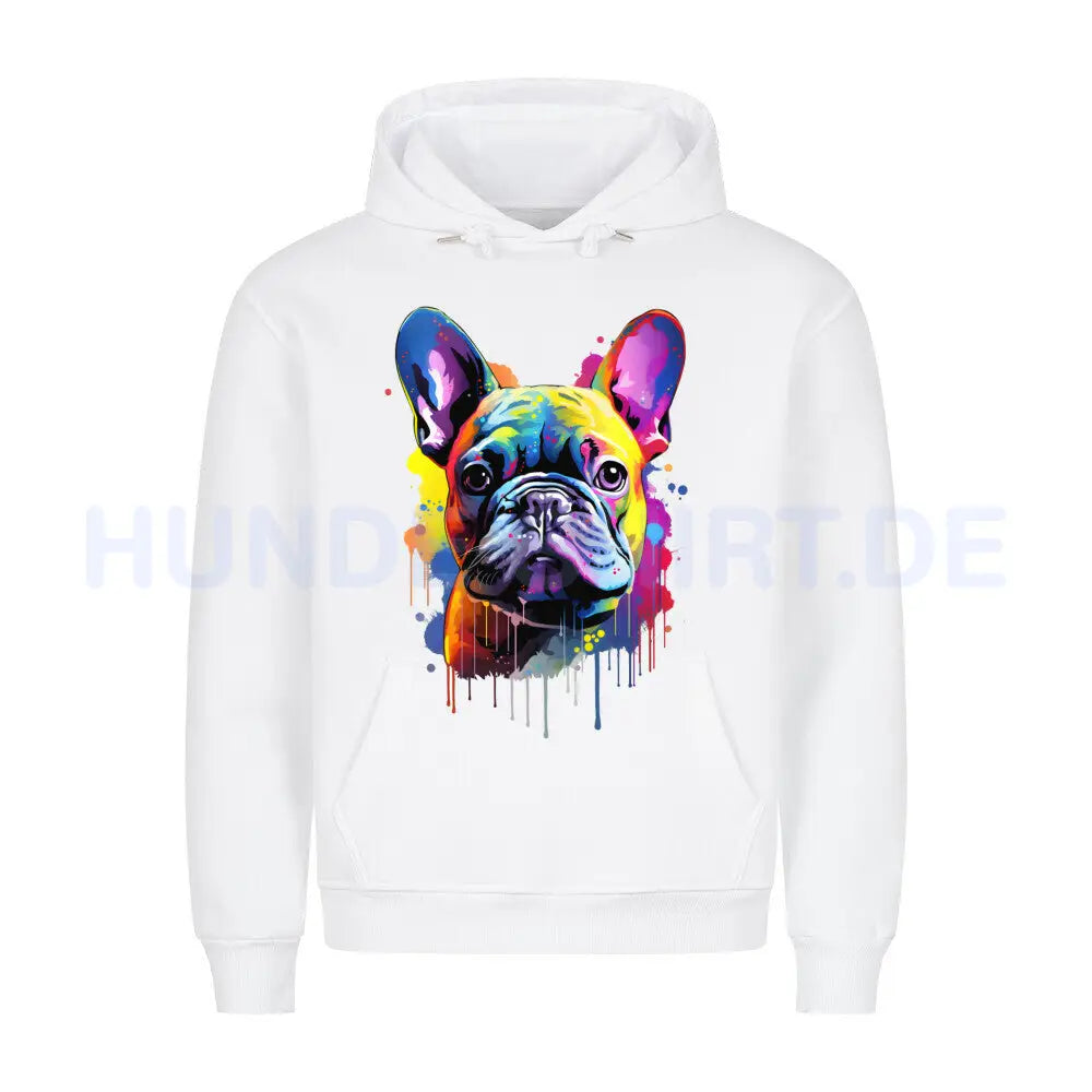 Premium Hoodie "Frenchie Paint" Weiß – hunde-shirt.de