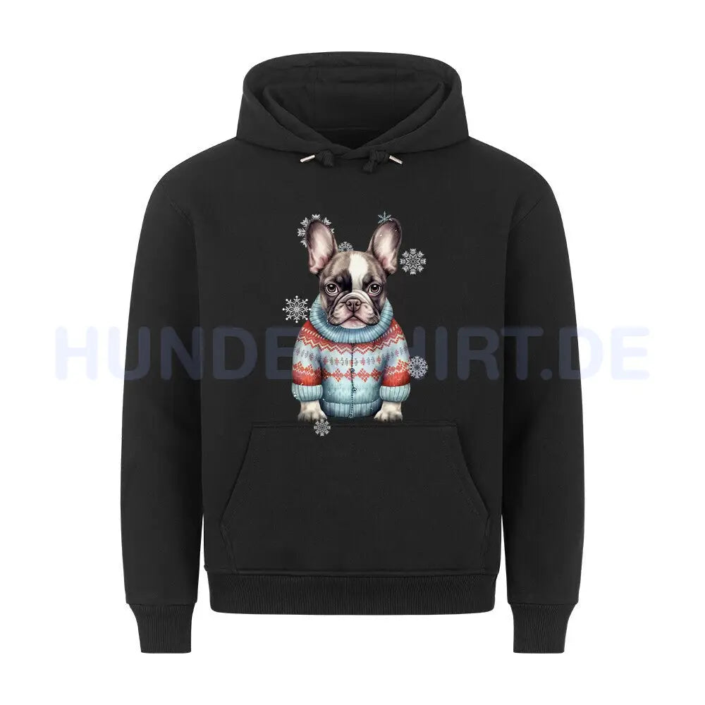 Premium Hoodie "Frenchie Pullover blau" Schwarz – hunde-shirt.de