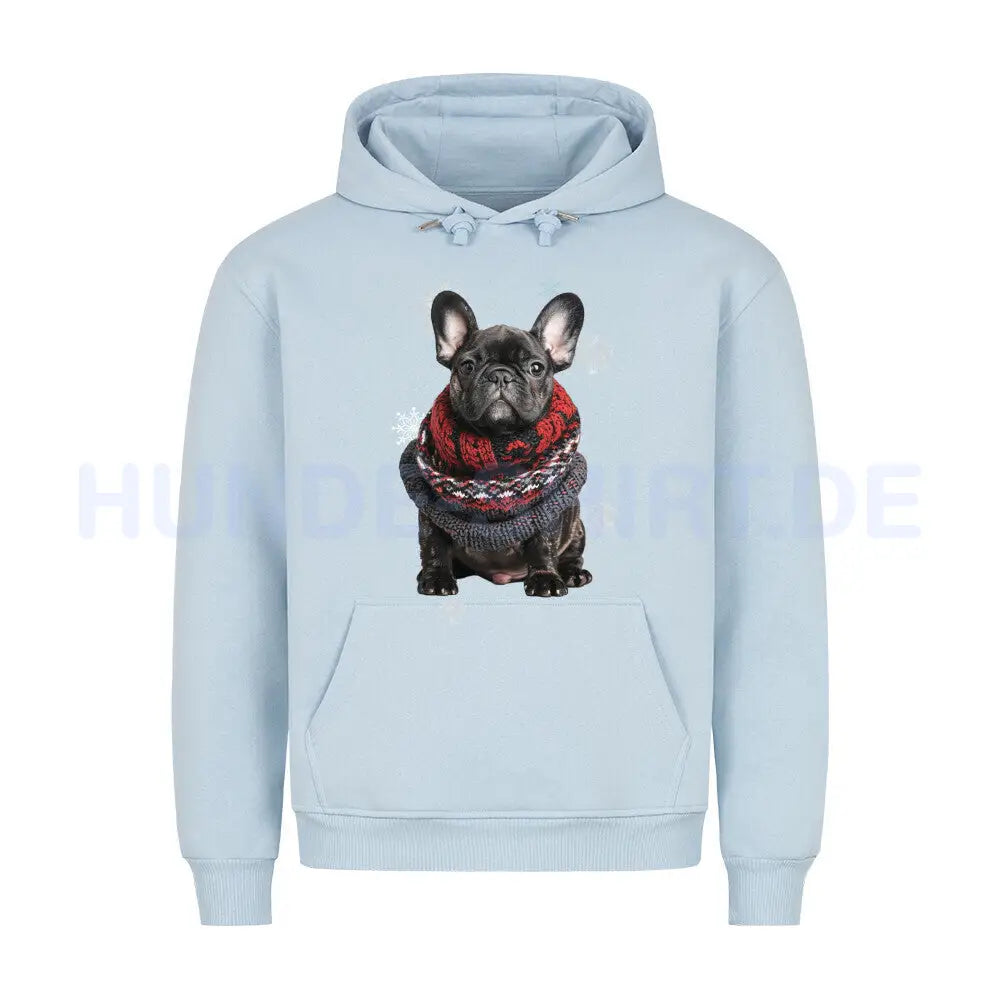 Premium Hoodie "Frenchie Pullover rot" Babyblau – hunde-shirt.de