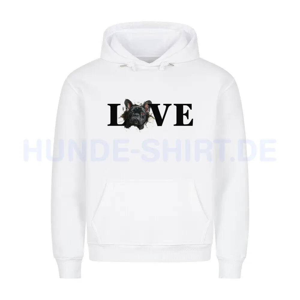 Premium Hoodie "Frenchie schwarz LOVE" Weiß – hunde-shirt.de